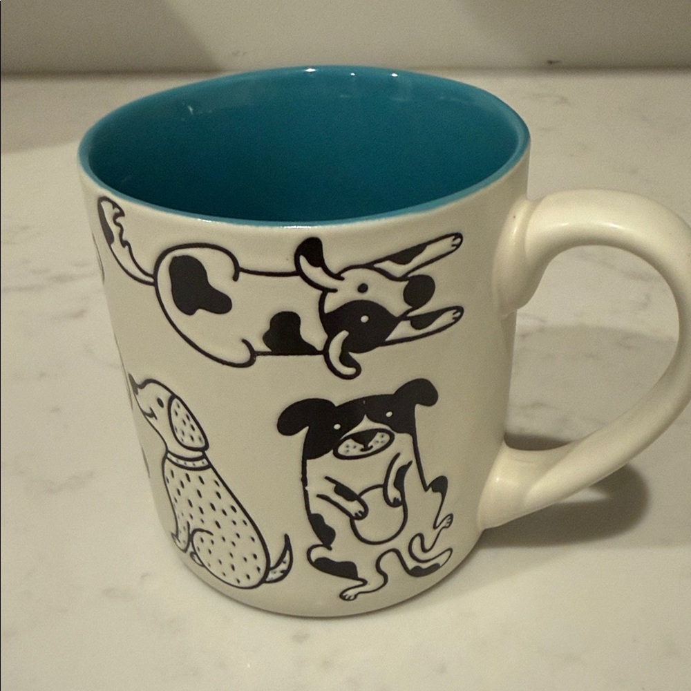 Charming Dog Print Mug with Blue Interior